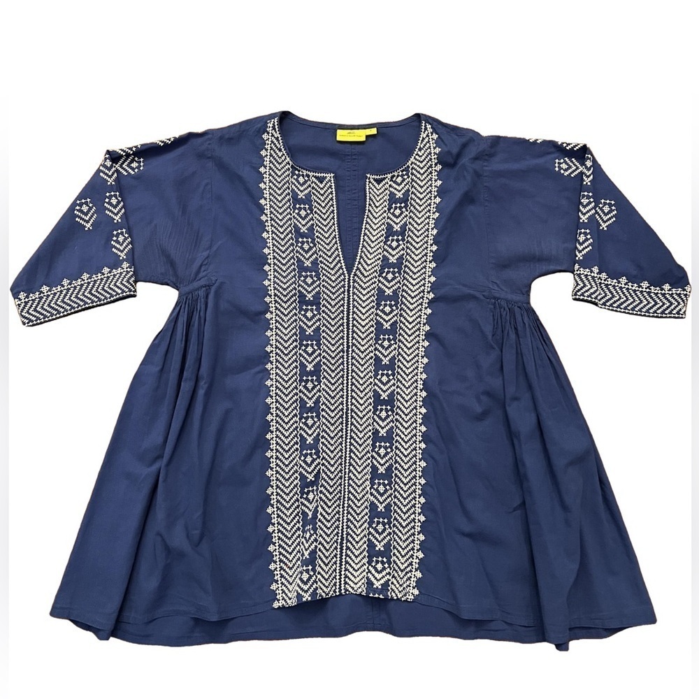 ROBERTA ROLLER RABBIT Royal Blue & White Embroidered Tunic